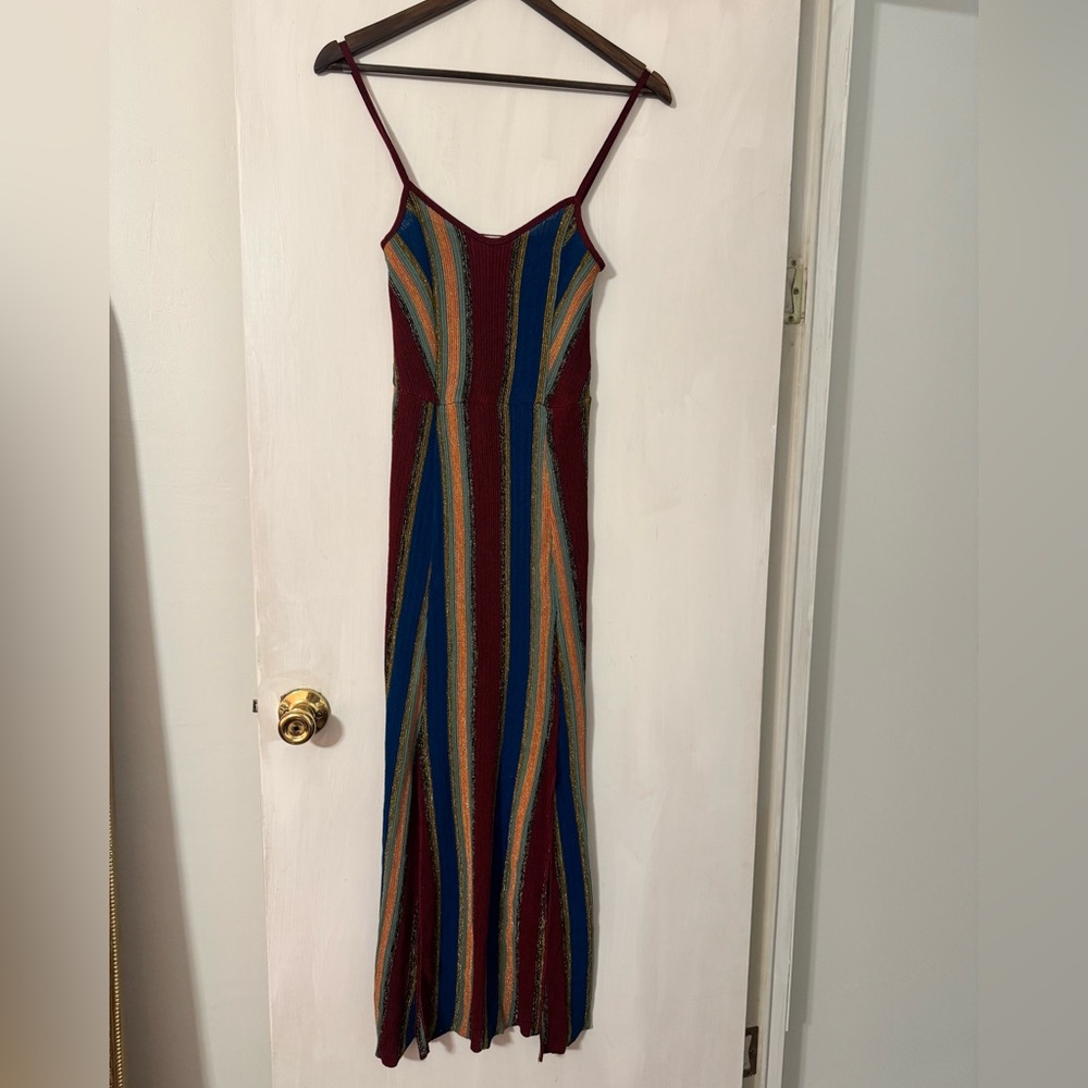 Mango Blue and Orange Slip Maxi Dress
